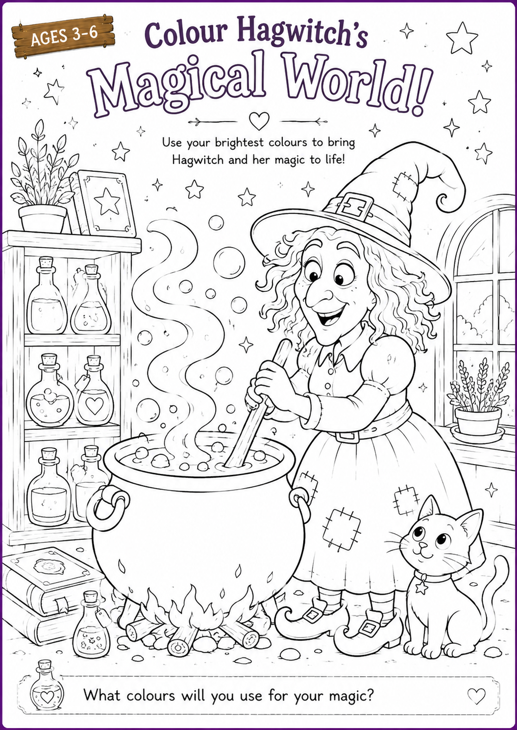 Colour Hagwitch's Magical World! — free printable from Mythical Land