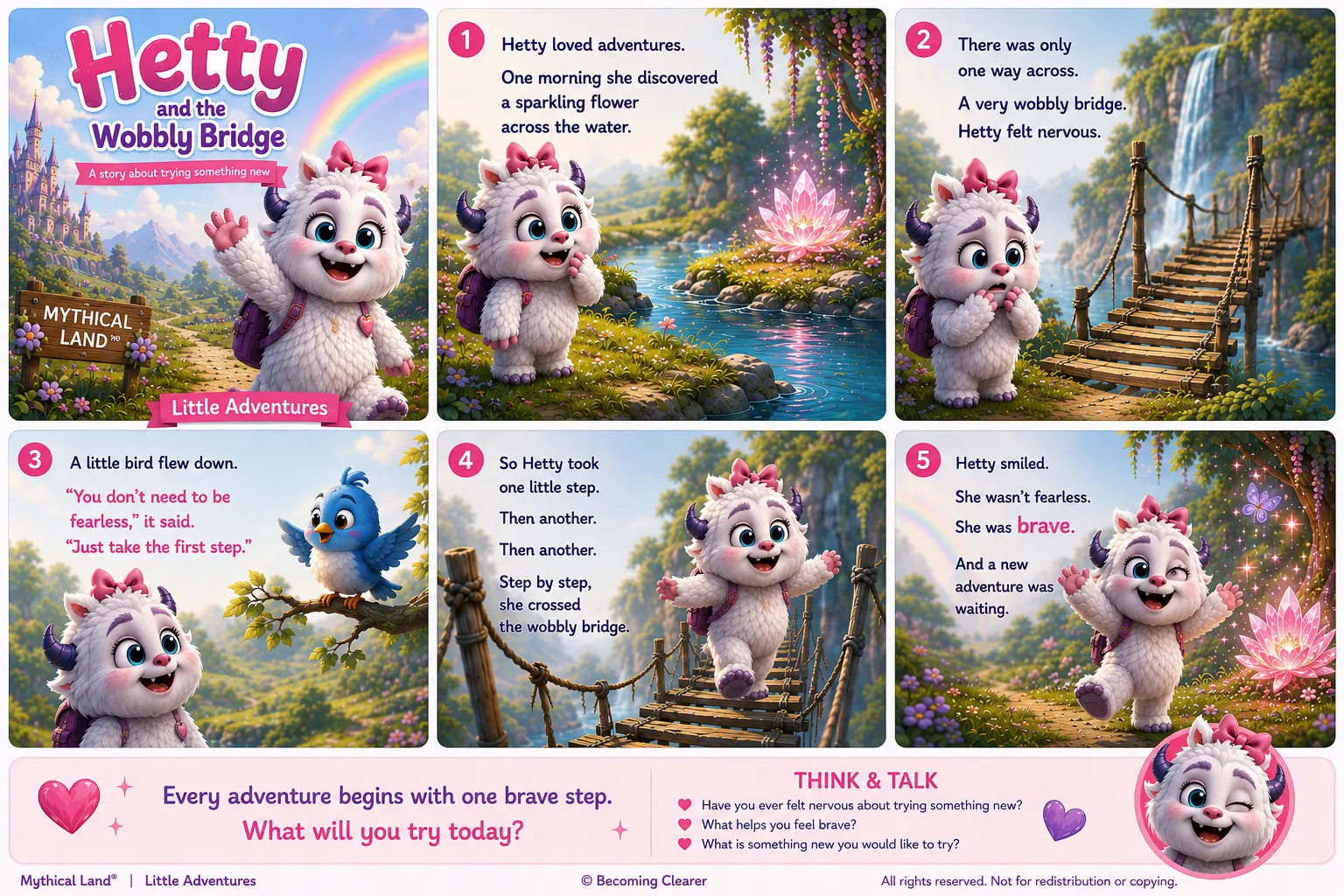 Hettie and the Wobbly Bridge — free printable from Mythical Land
