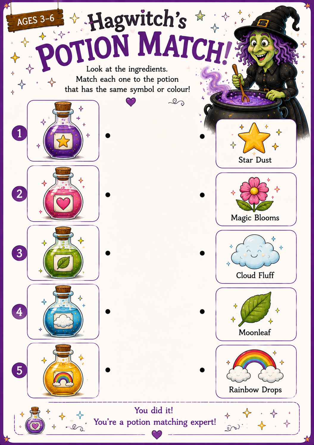 Hagwitch's Potion Match! — free printable from Mythical Land