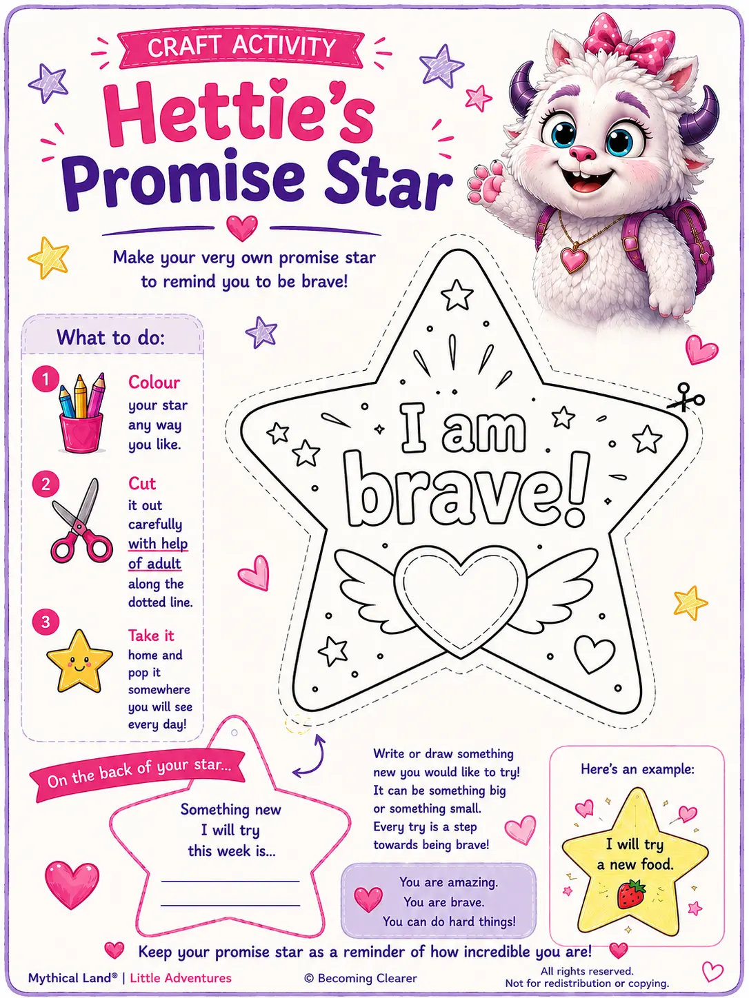 Hettie's Promise Star — free printable from Mythical Land