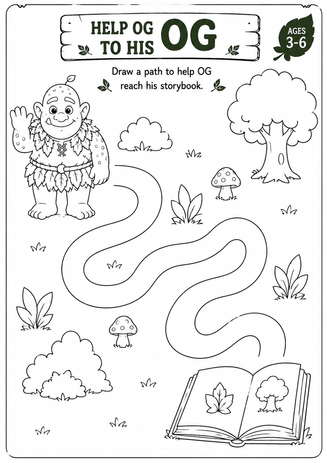 Help OG to his Book — free printable from Mythical Land